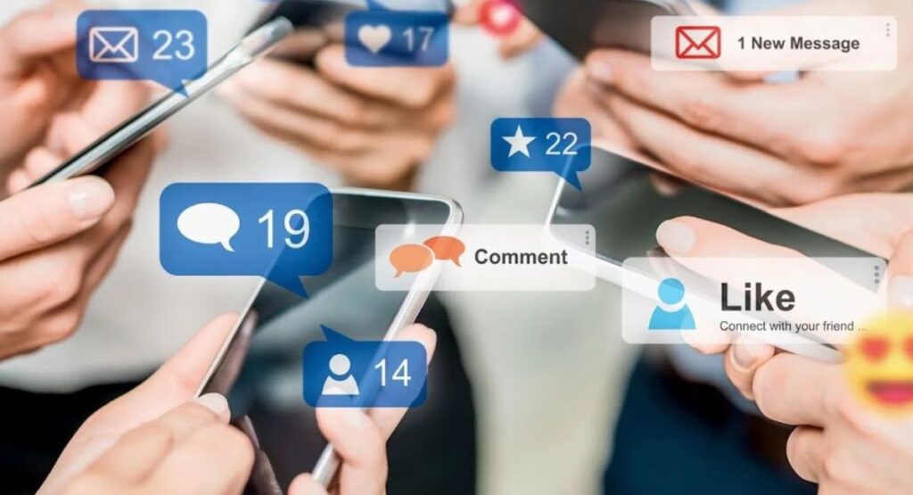 "Vibrant social media post with creative captions, colorful emojis, likes, and comments, designed to engage blog readers and inspire sharing"