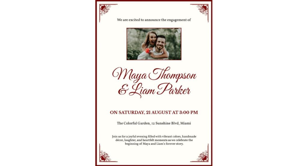 Elegant engagement celebration setup with heartfelt wishes, romantic vibes, happy couple moments, floral decorations, rings, and a warm atmosphere perfect for engagement wishes and relationship celebrations.