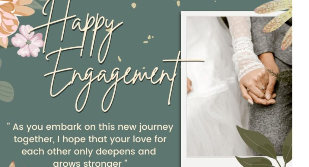 Elegant engagement celebration setup with heartfelt wishes, romantic vibes, happy couple moments, floral decorations, rings, and a warm atmosphere perfect for engagement wishes and relationship celebrations.